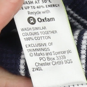 Marks and Spencer Women's Blue Striped Full Zip Hoodie Size 20