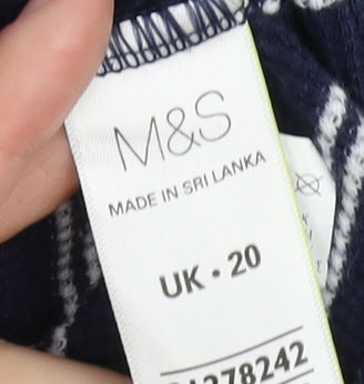 Marks and Spencer Women's Blue Striped Full Zip Hoodie Size 20