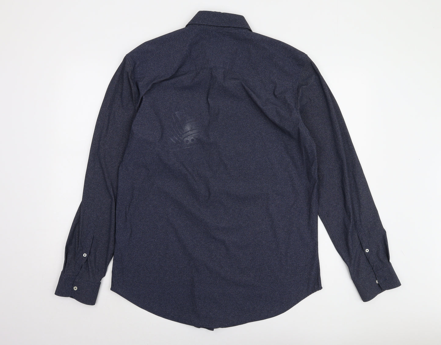 Zara Men's Blue Regular Fit Long Sleeve Shirt L