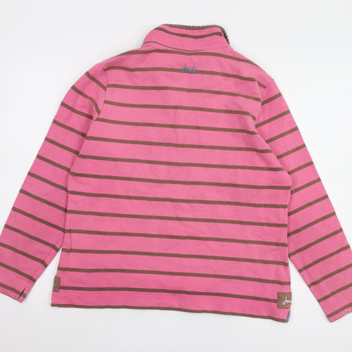 Joules Women's Pink Striped Henley Sweatshirt Size 16