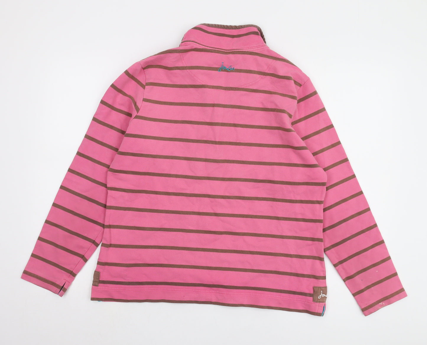 Joules Women's Pink Striped Henley Sweatshirt Size 16