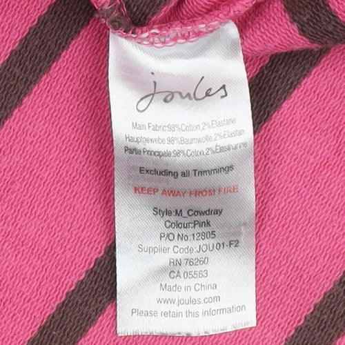 Joules Women's Pink Striped Henley Sweatshirt Size 16