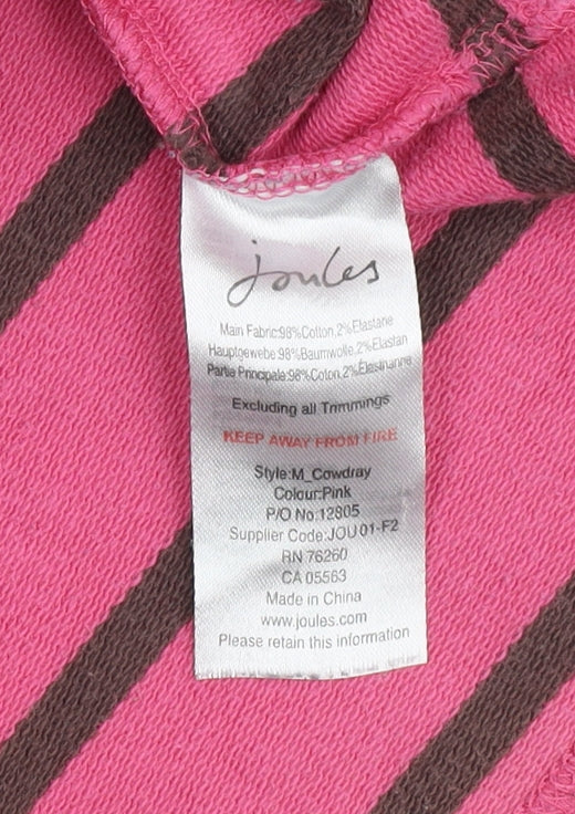 Joules Women's Pink Striped Henley Sweatshirt Size 16