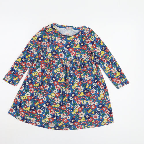Cath Kidston Girls' Blue Floral Long Sleeve Dress 5-6 Yrs