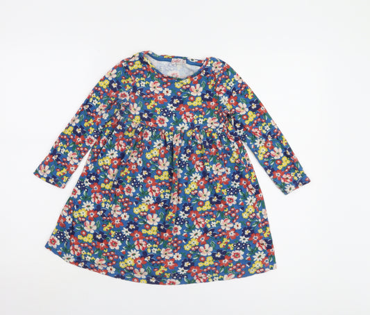 Cath Kidston Girls' Blue Floral Long Sleeve Dress 5-6 Yrs