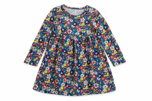 Cath Kidston Girls' Blue Floral Long Sleeve Dress 5-6 Yrs