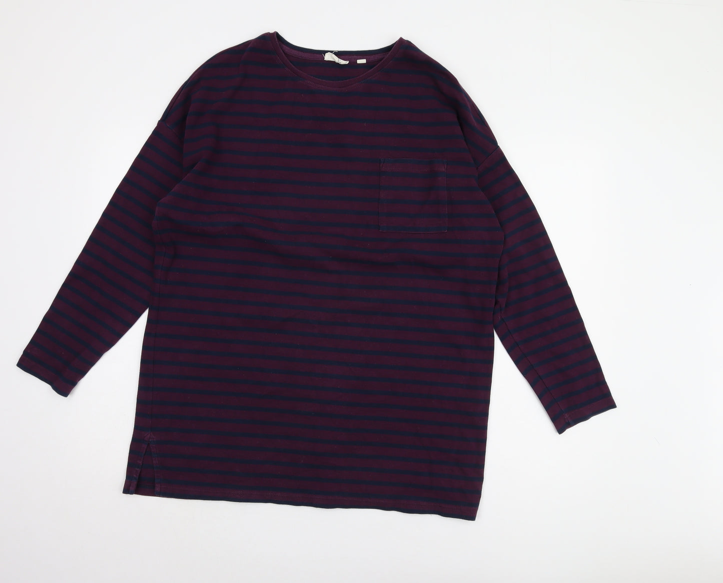Fat Face Women's Purple Striped Long Sleeve T-Shirt Size 16