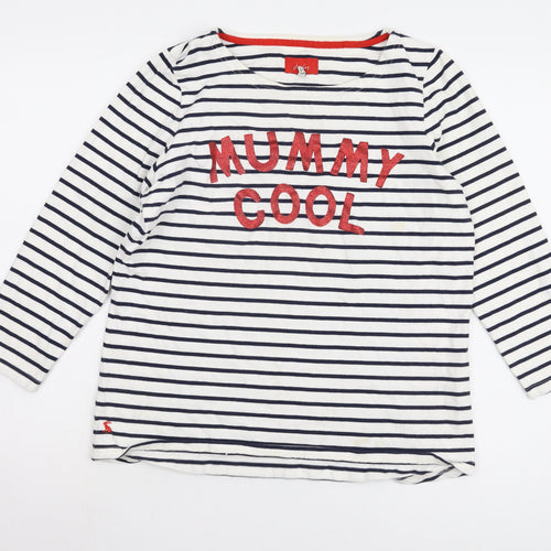 Joules Women's Striped T-Shirt White Cotton UK 14