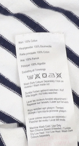 Joules Women's Striped T-Shirt White Cotton UK 14