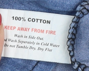 boohoo Women's Blue Chambray Button-Up Shirt S