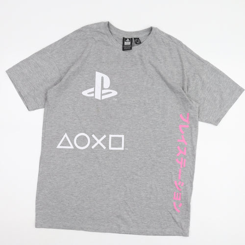 PlayStation Men's Grey Graphic T-Shirt 2XS