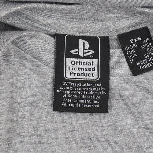 PlayStation Men's Grey Graphic T-Shirt 2XS