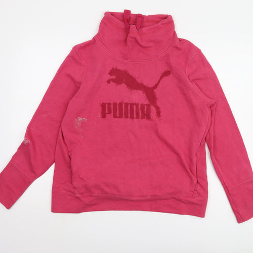Puma Women's Pink Sweatshirt UK 16 Logo Casual