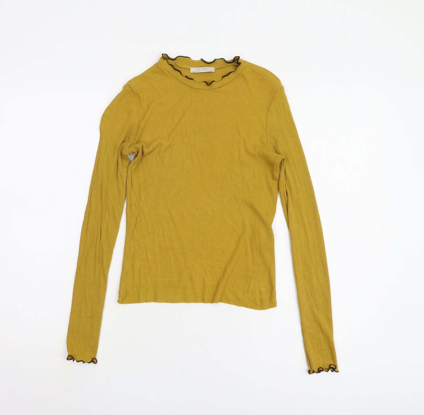 Zara Women's Yellow Long Sleeve Solid T-Shirt
