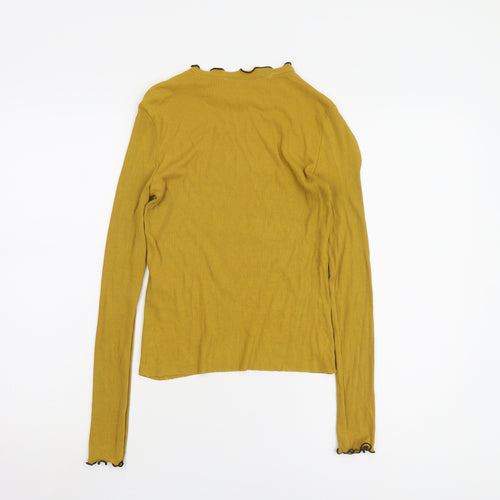 Zara Women's Yellow Long Sleeve Solid T-Shirt