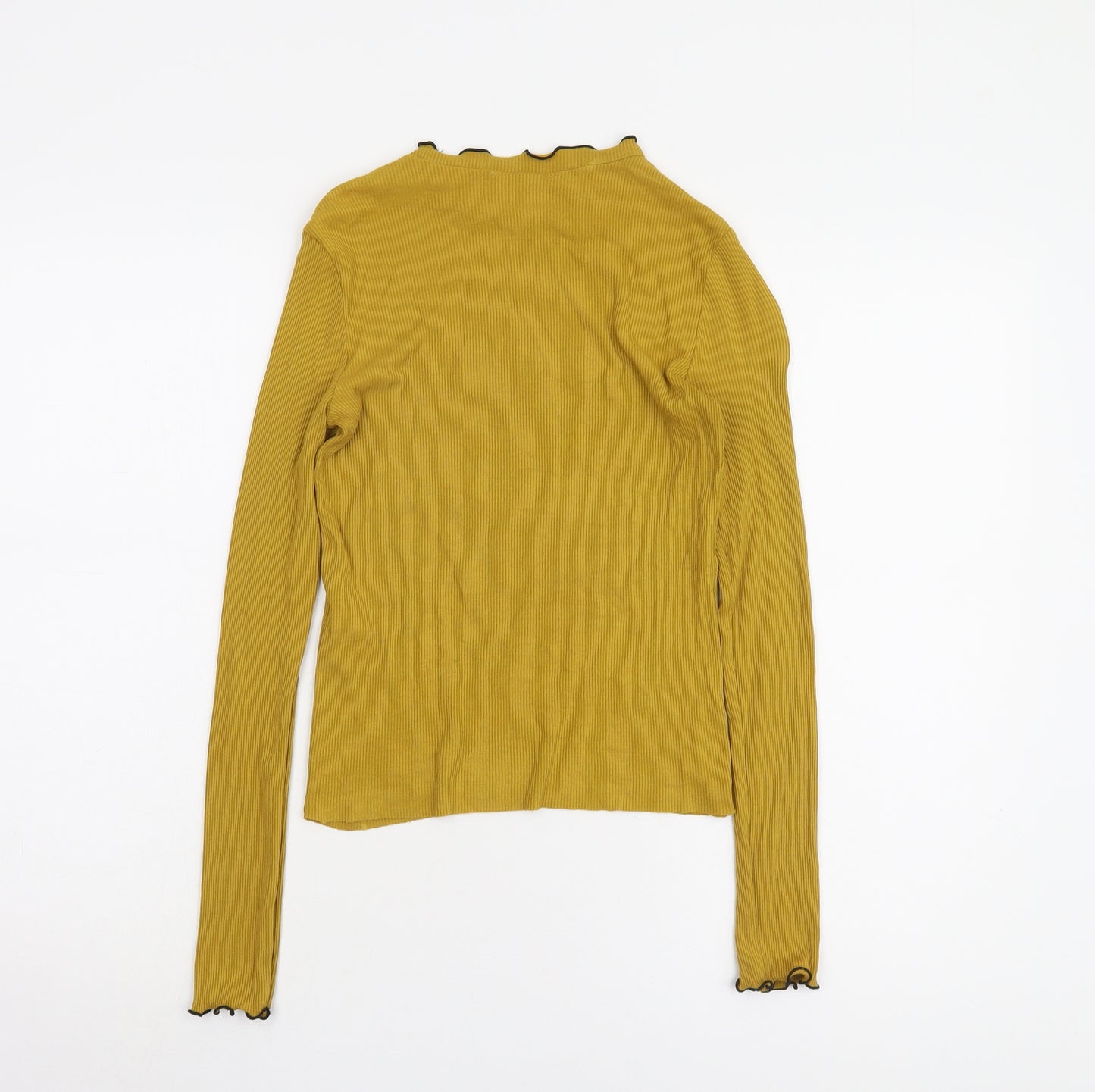 Zara Women's Yellow Long Sleeve Solid T-Shirt