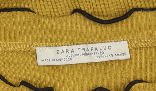 Zara Women's Yellow Long Sleeve Solid T-Shirt