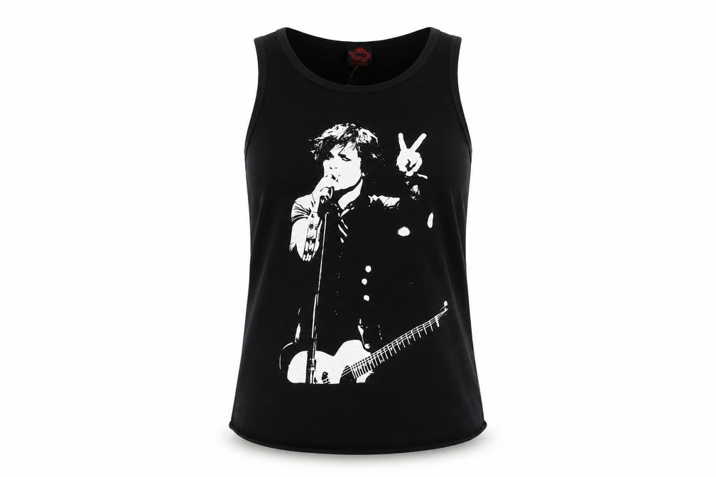 Front view of Death Kitty Women's Black Cotton Music Tank, size 14