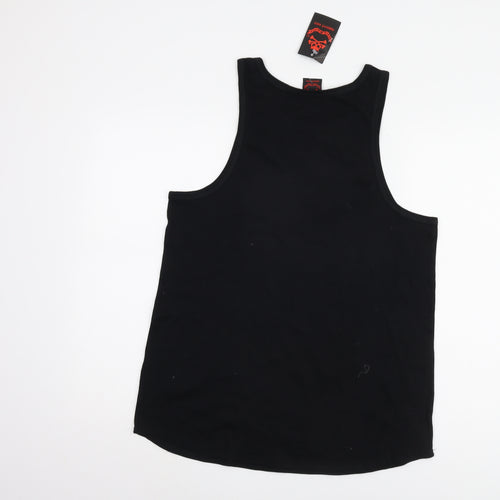 Death Kitty Women's Black Cotton Music Tank Size 14