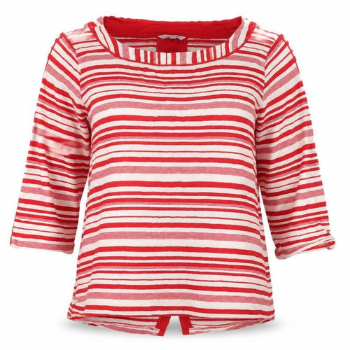 Marks and Spencer Women's Red Striped 3/4 Sleeve T-Shirt