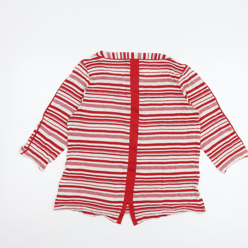 Marks and Spencer Women's Red Striped 3/4 Sleeve T-Shirt