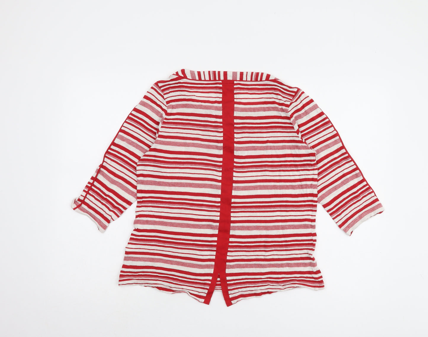 Marks and Spencer Women's Red Striped 3/4 Sleeve T-Shirt