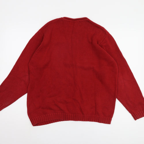 Tulchan Men's Red Cotton Cable-Knit Pullover L