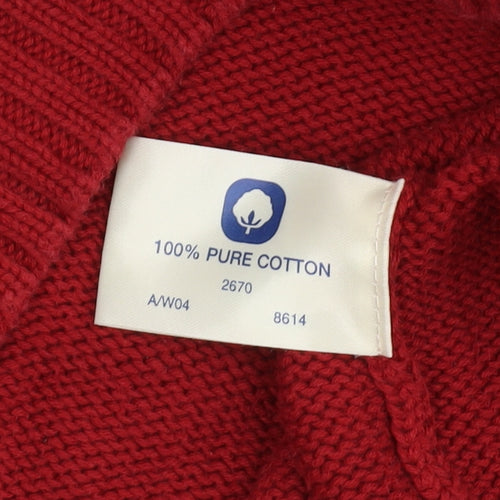 Tulchan Men's Red Cotton Cable-Knit Pullover L