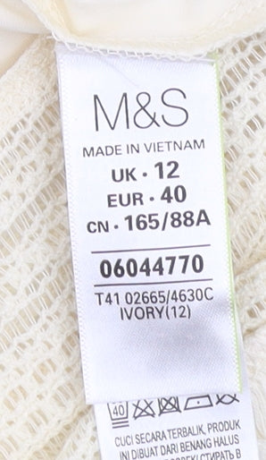 Marks and Spencer Women's Ivory Top - Size 12