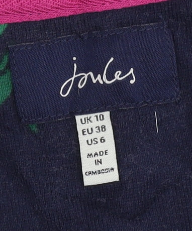 Joules Women's Blue Floral Blouse, Size 10, Regular Fit