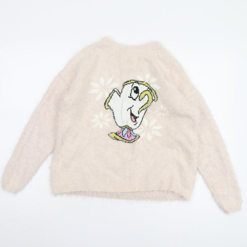 Disney Women's Ivory Beauty and the Beast Jumper, S