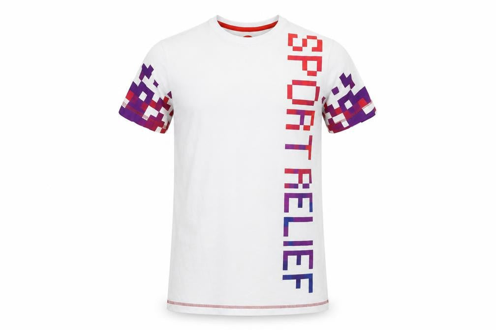 Front view of Sport Relief Men's White Graphic T-Shirt, size S