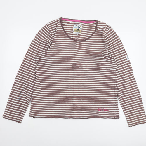 Lazy Jacks Women's Brown Striped XL Long Sleeve T-Shirt