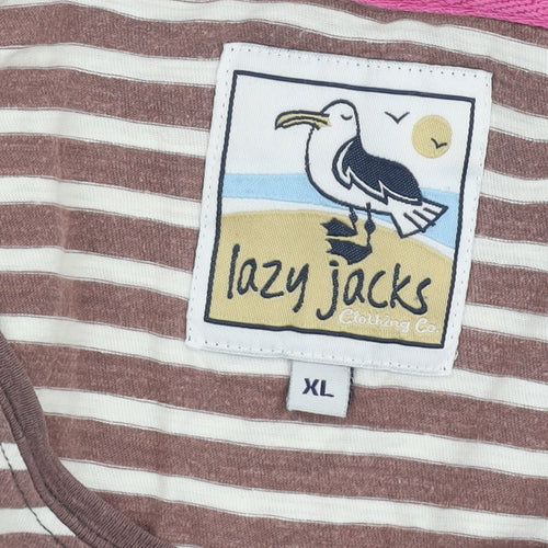 Lazy Jacks Women's Brown Striped XL Long Sleeve T-Shirt