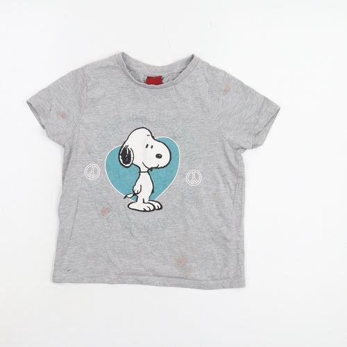 M&Co Girls Grey Snoopy T-Shirt 11 Years Graphic Print
