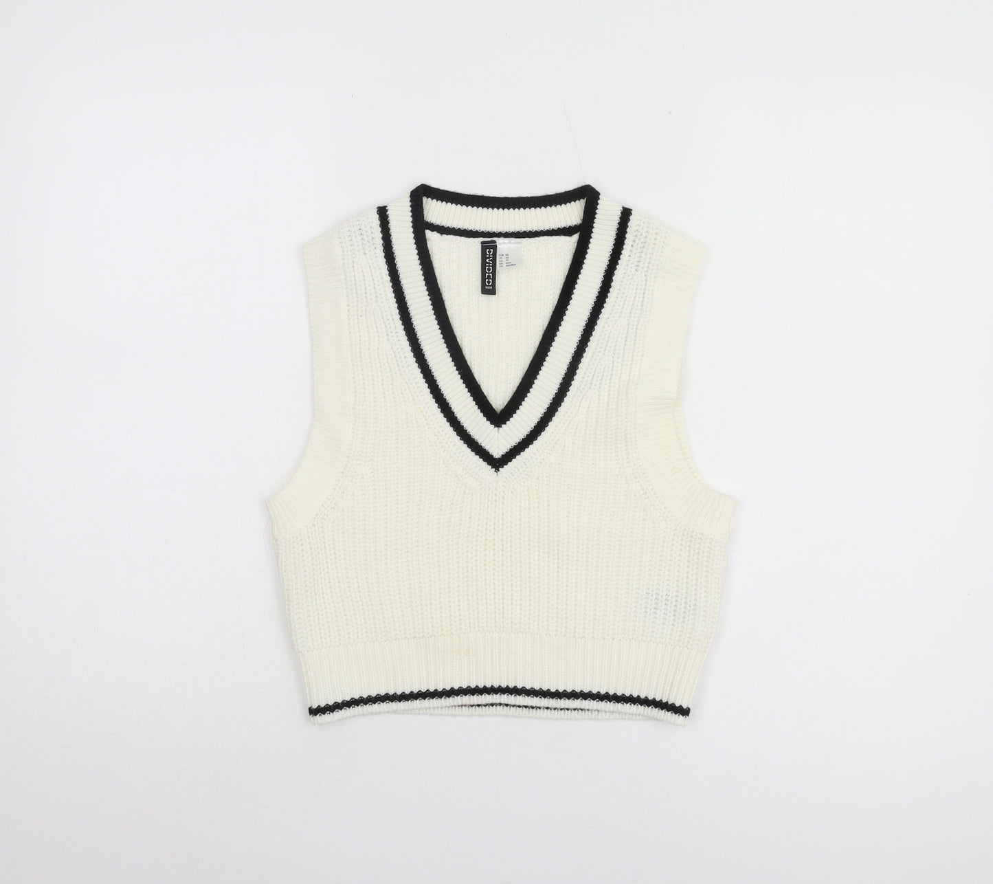 H&M Women's Ivory XS V-Neck Vest Jumper