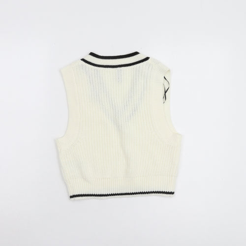 H&M Women's Ivory XS V-Neck Vest Jumper
