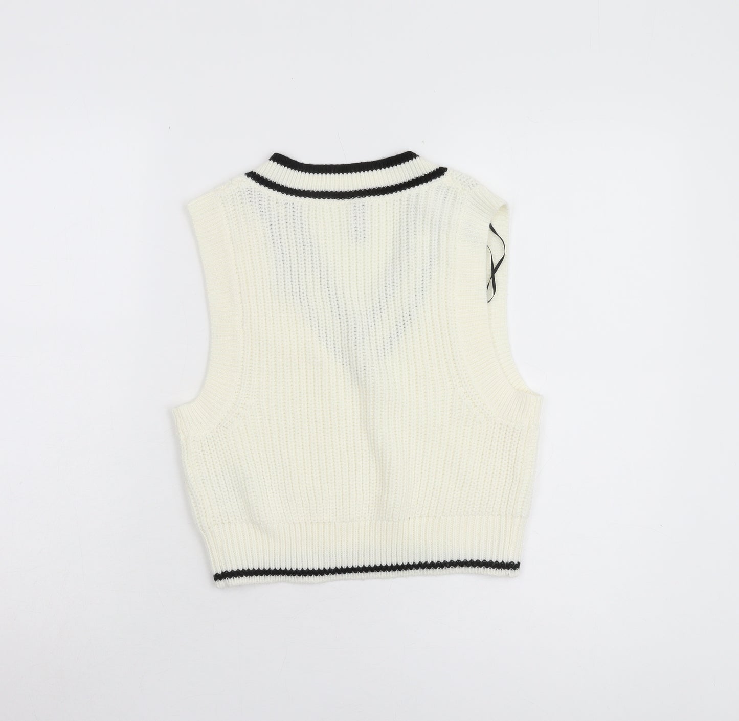 H&M Women's Ivory XS V-Neck Vest Jumper