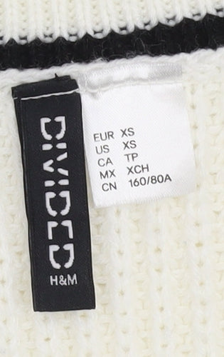 H&M Women's Ivory XS V-Neck Vest Jumper