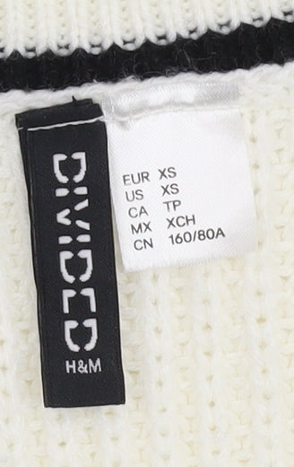H&M Women's Ivory XS V-Neck Vest Jumper