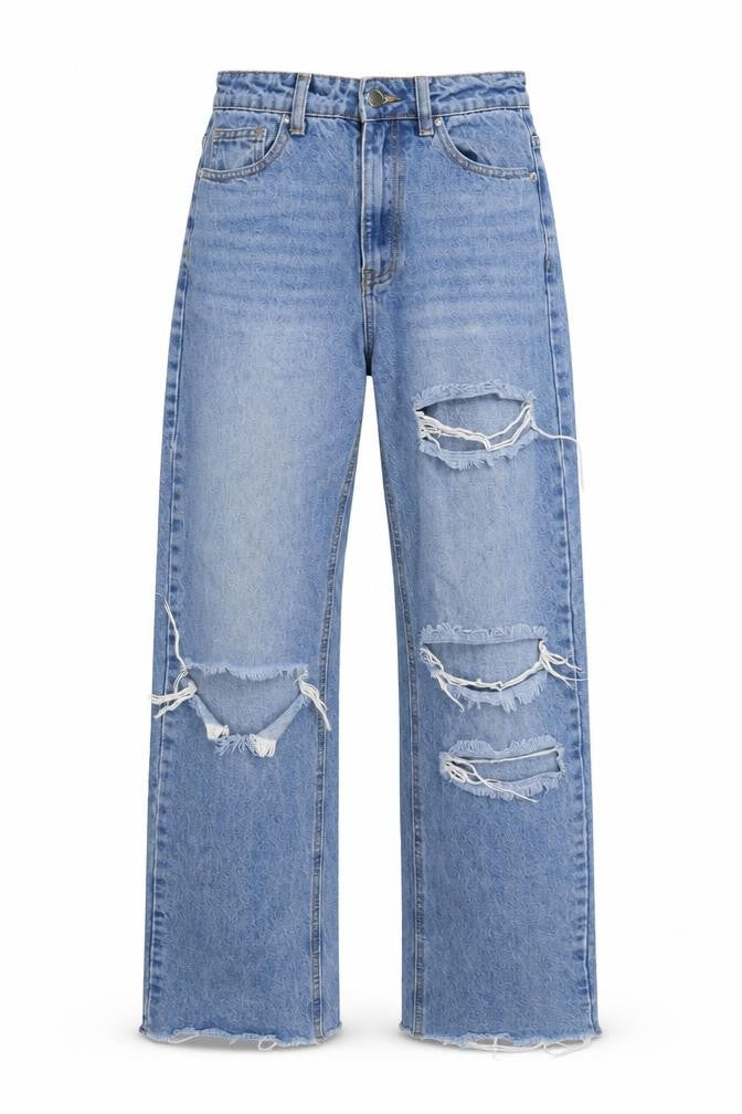Front view of PRETTYLITTLETHING Women's Blue Straight Jeans, size 8