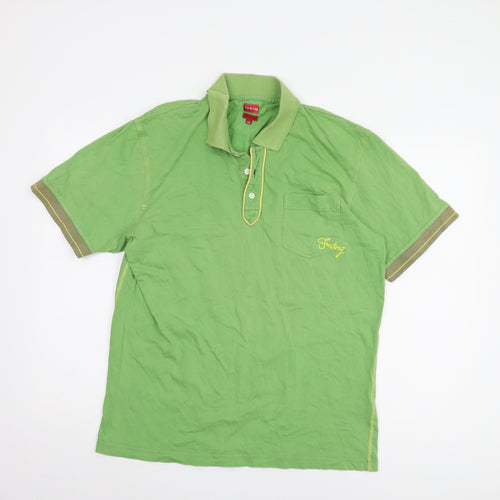 Firetrap Men's Green Polo Shirt, Short Sleeve, Collared