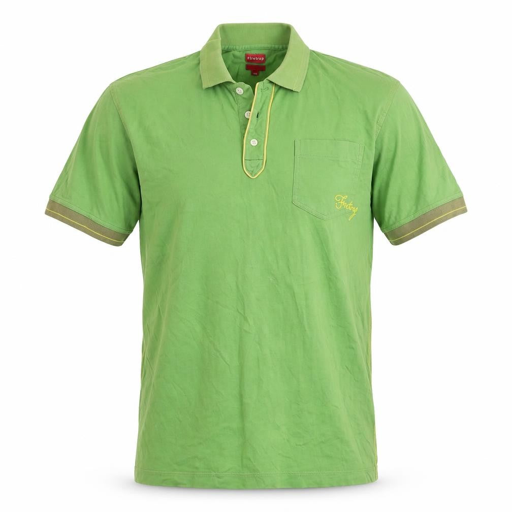 Front view of Firetrap Men's Green Polo Shirt, Short Sleeve, Collared