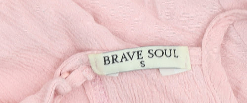 Brave Soul Women's Pink Cold Shoulder Top Size S
