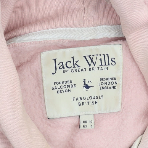 Jack Wills Women's Pink Pullover Hoodie, Size 10, Casual Chic