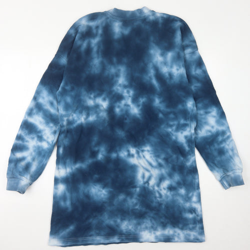 Missguided Women's Blue Tie-Dye Cotton T-Shirt Dress Size 8