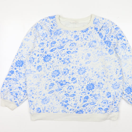 Marks and Spencer Women's Blue Floral Sweatshirt, Size 18