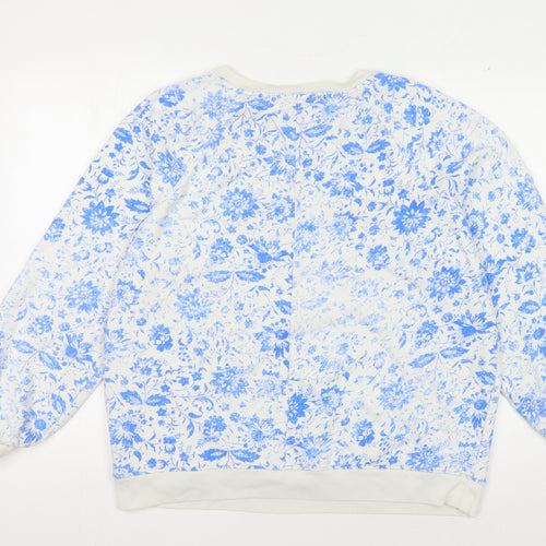 Marks and Spencer Women's Blue Floral Sweatshirt, Size 18