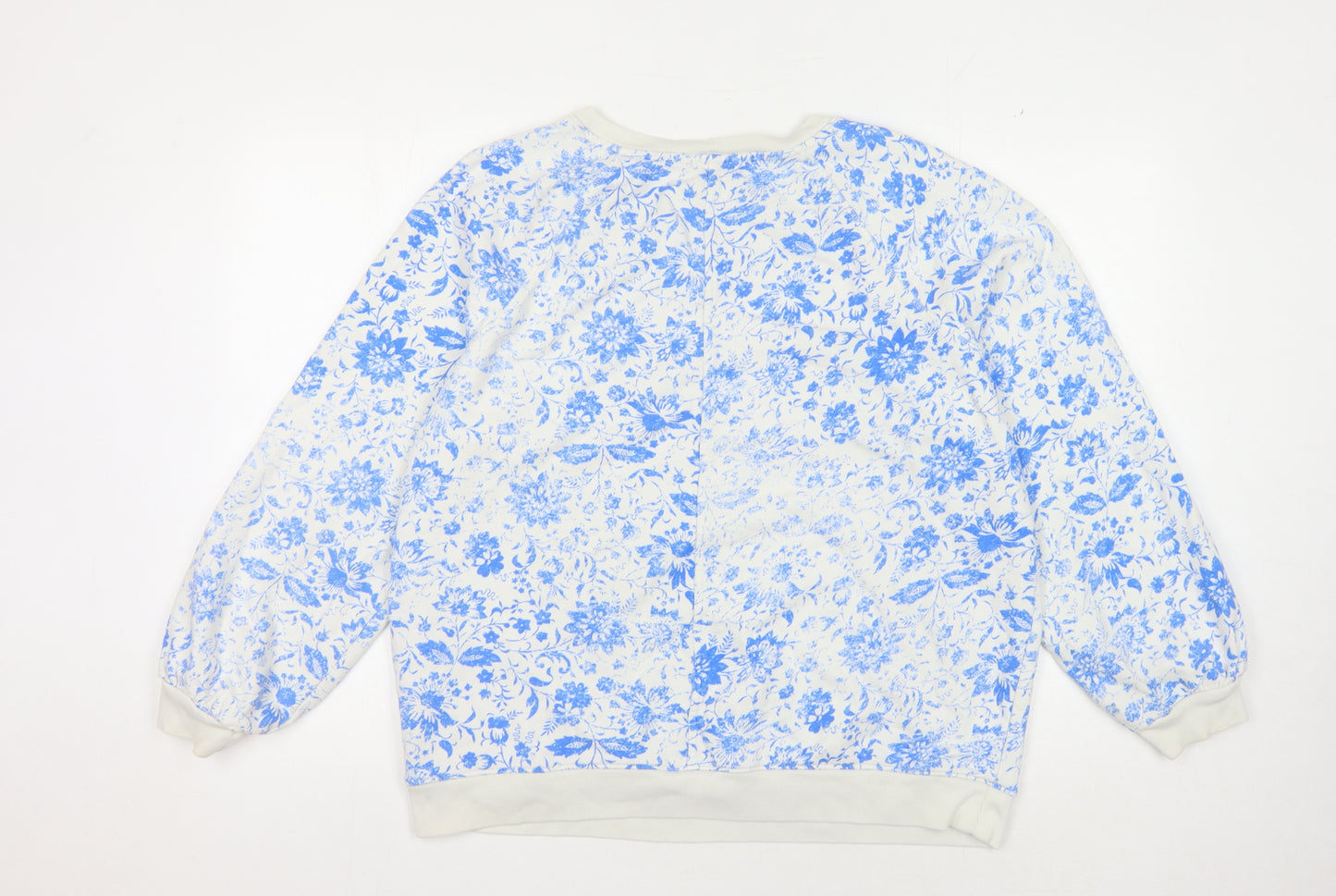Marks and Spencer Women's Blue Floral Sweatshirt, Size 18