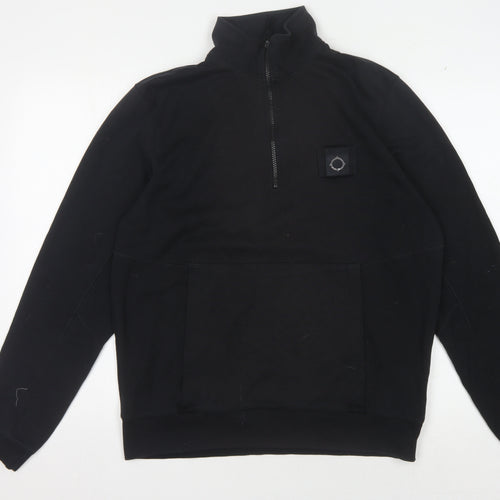 MA.STRUM Men's Black L 1/4 Zip Sweatshirt